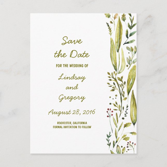 Nature Wonderland Cute Save the Date Announcement Postcard (Front)