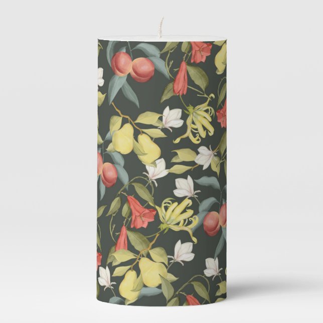 Nature wonderland of fruits and flowers pillar candle (Front)