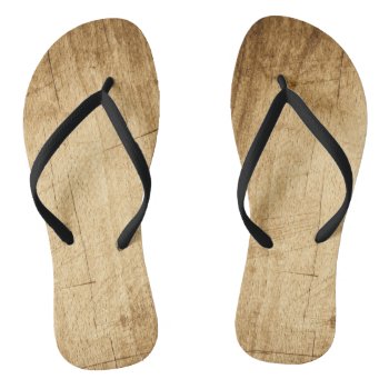 Nature Wood Wooden Board Brown Textures Flip Flops by nonstopshop at Zazzle