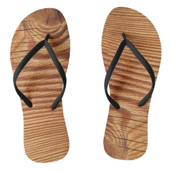 Nature Wood Wooden Board Brown Textures Flip Flops by nonstopshop at Zazzle