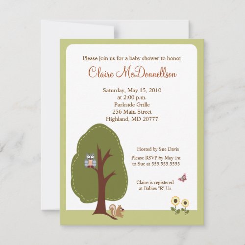 Nature Woodland Earthy Baby Shower Invitation
