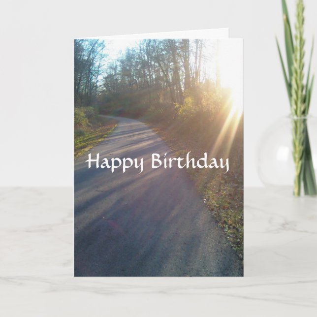 Nature Woods Path Sun Rays Grass Birthday Card (Front)