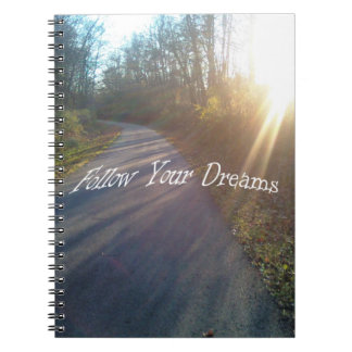 Nature Woods Path Sun Rays Grass Follow Dreams Notebook