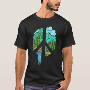 Nature World Peace Sign Forest Nature  Campers Hik T-Shirt