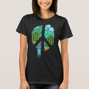 Nature World Peace Sign Forest Nature Campers Hik T-Shirt