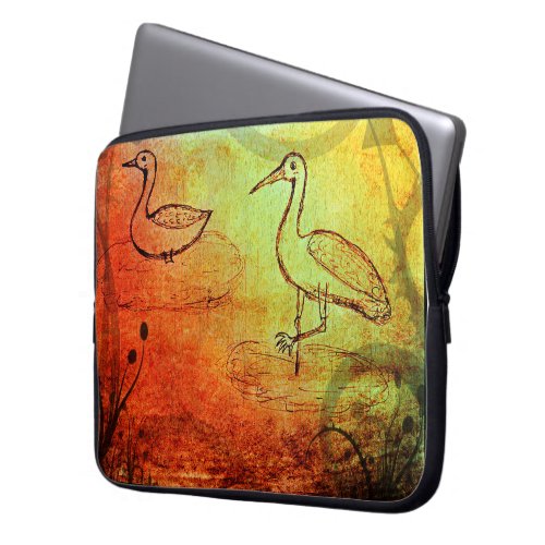 Natures Armor Rain_Immersed Duck  Crane Laptop Sleeve