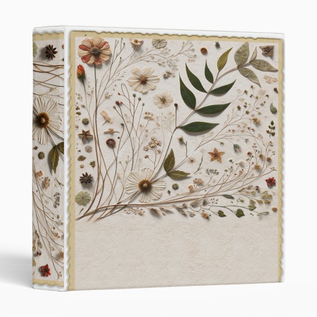 Nature's Beauty Botanical Flowers & Leaves 3 Ring Binder (Front/Spine)