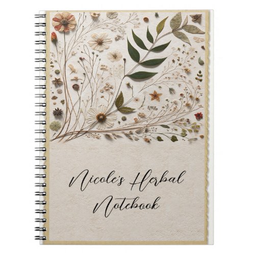 Natures Beauty Botanical Flowers  Leaves Herbal Notebook