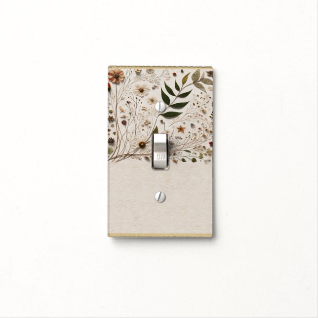 Nature's Beauty Botanical Flowers & Leaves Light Switch Cover (In Situ)