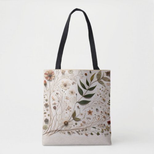 Natures Beauty Botanical Flowers  Leaves  Tote Bag