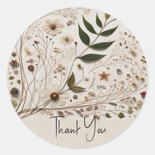Natures Beauty Botanical Flowers  Leaves Wedding Classic Round Sticker