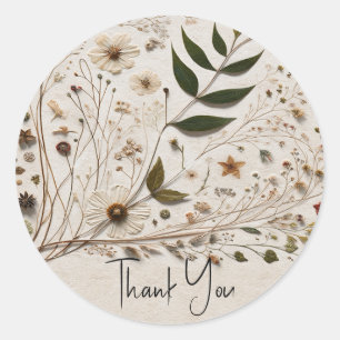 Nature's Beauty Botanical Flowers & Leaves Wedding Classic Round Sticker