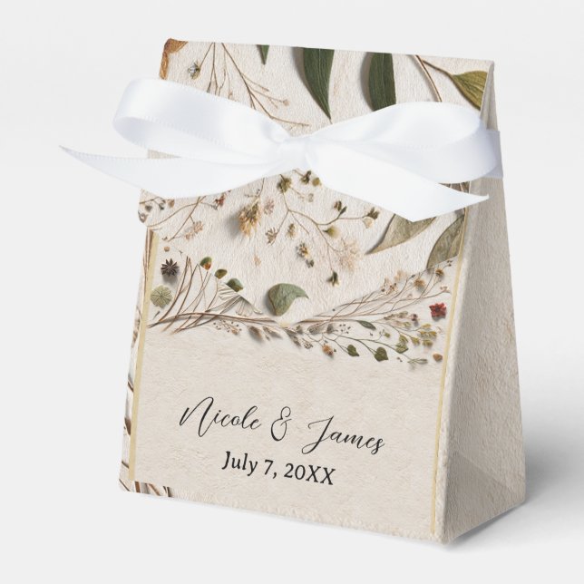 Nature's Beauty Botanical Flowers & Leaves Wedding Favor Boxes (Front Side)