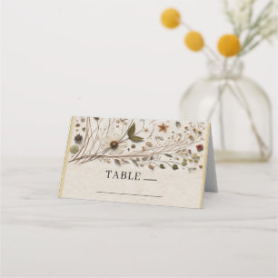 Nature's Beauty Botanical Flowers & Leaves Wedding Place Card