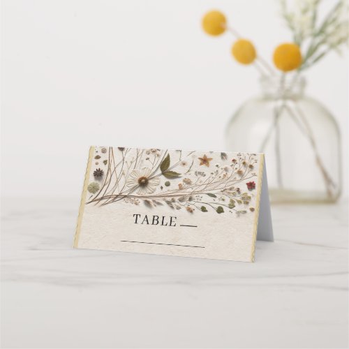 Natures Beauty Botanical Flowers  Leaves Wedding Place Card