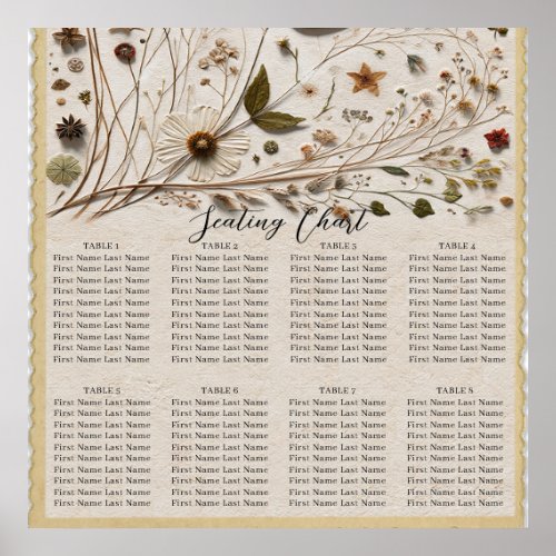 Natures Beauty Botanical Flowers  Leaves Wedding Poster