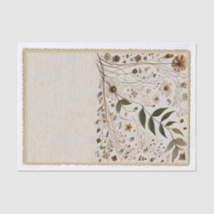 Nature's Beauty Botanical Flowers & Leaves Wedding Tissue Paper