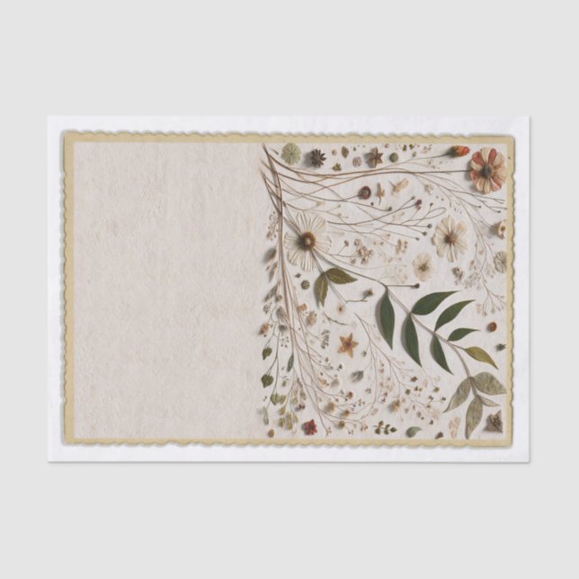 Nature's Beauty Botanical Flowers & Leaves Wedding Tissue Paper (Front)