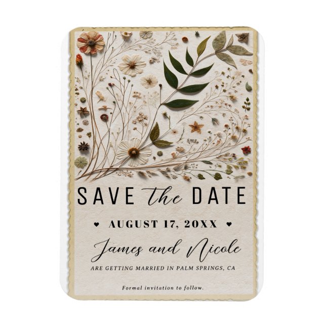 Nature's Beauty Botanical Flowers Save the Date Magnet (Vertical)