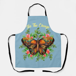 Nature's Beauty Colorful Butterfly and Flowering Apron
