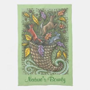 NATURE'S BOUNTY ANIMAL, WILDLIFE CORNUCOPIA TOWEL