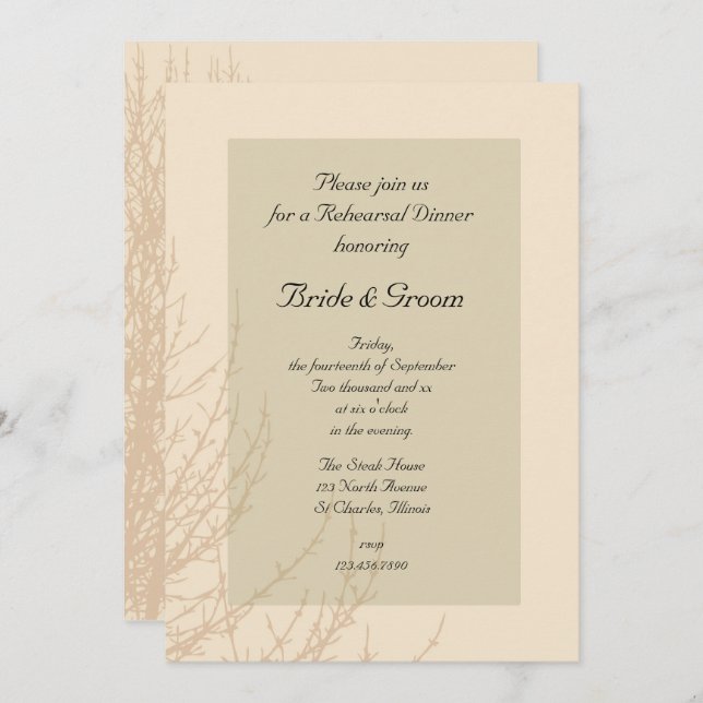 Nature's Branches Wedding Rehearsal Dinner Invitation (Front/Back)
