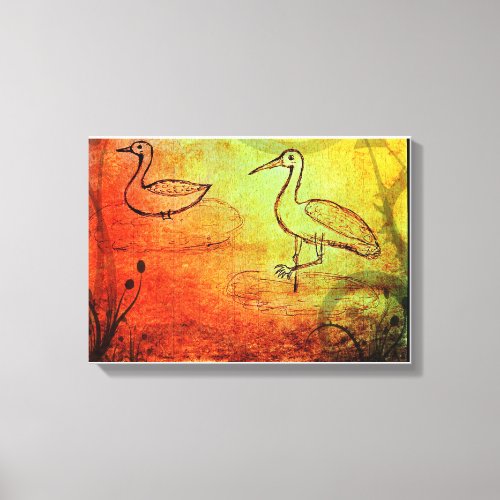 Natures Brushstrokes Rain_Infused Duck  Crane Canvas Print