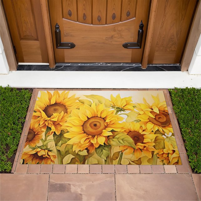 Nature's Charm: Sunflower Welcome Doormat (Outdoor)