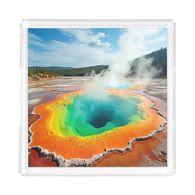 Nature's Colorful Hot Spring Art Acrylic Tray (Front)