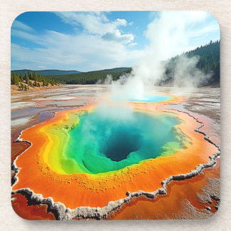 Nature's Colorful Hot Spring Art Beverage Coaster