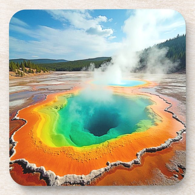 Nature's Colorful Hot Spring Art Beverage Coaster (Front)