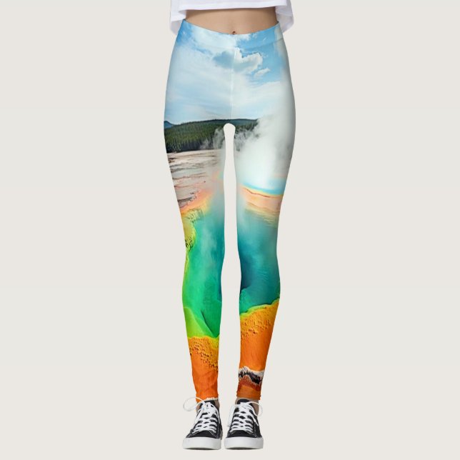 Nature's Colorful Hot Spring Art Leggings (Front)
