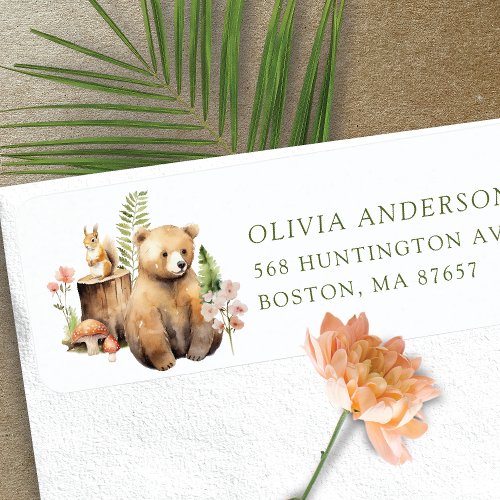 Natures Delight Baby Shower Bear Address Label