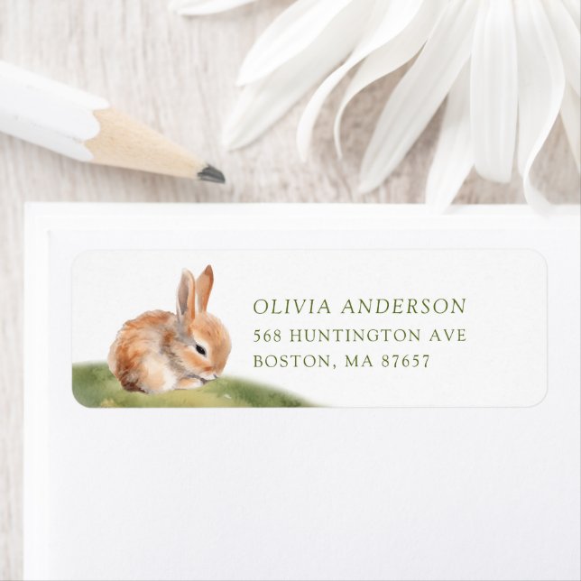 Nature's Delight Baby Shower Bunny Address Label (Insitu)