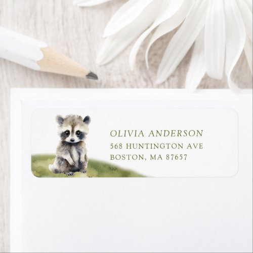 Natures Delight Baby Shower Raccoon Address Label