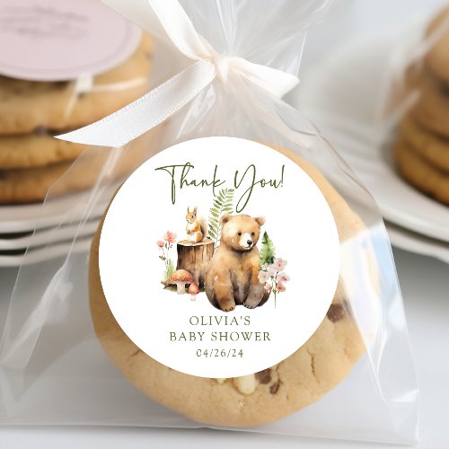 Natures Delight Bear Baby Shower Classic Round Sticker