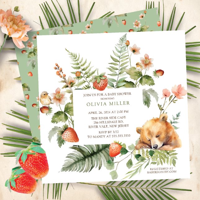 Nature's Delight Bear Baby Shower Invitation (Creator Uploaded)