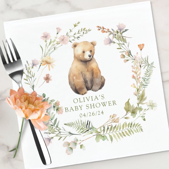 Nature's Delight Bear Baby Shower Napkins (Creator Uploaded)