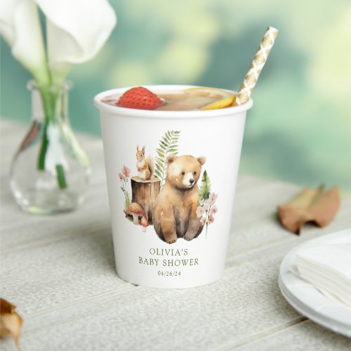 Natures Delight Bear Baby Shower Paper Cups