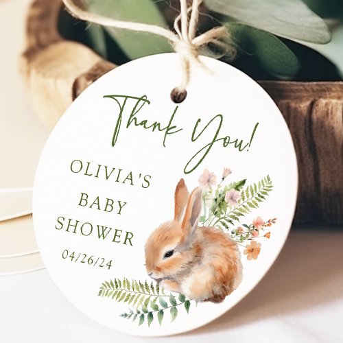 Natures Delight Bunny Baby Shower Favor Gift Tag