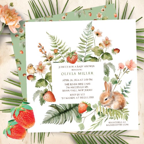 Natures Delight Bunny Baby Shower Invitation