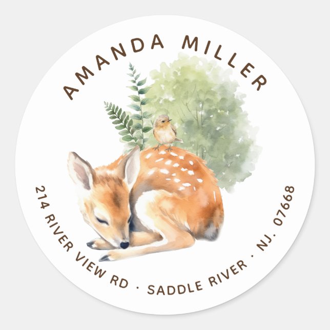Nature's Delight Deer Baby Shower Address Label (Front)