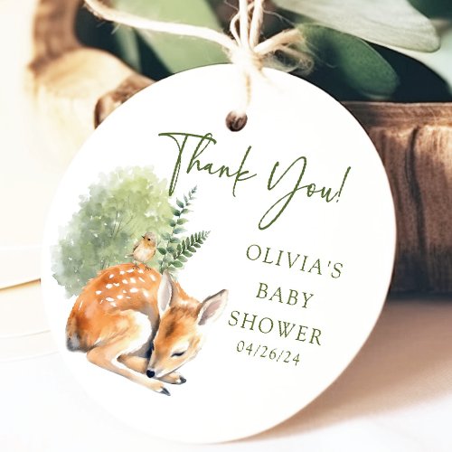 Natures Delight Deer Baby Shower Favor Gift Tag