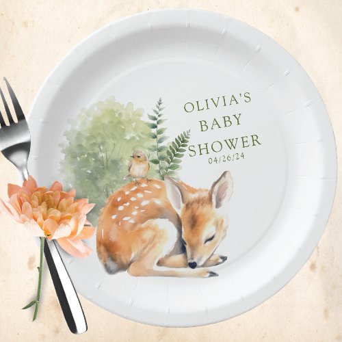 Natures Delight Deer Baby Shower Favor  Paper Plates