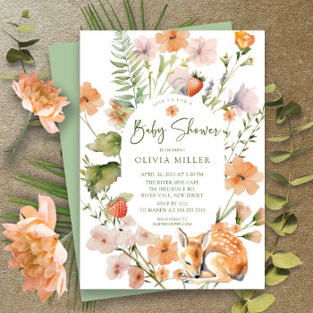Nature's Delight Deer Baby Shower Invitation by invitationstop at Zazzle