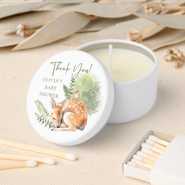 Nature's Delight Deer Baby Shower Mini Candle Favors (Insitu)