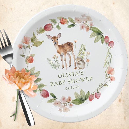 Natures Delight Deer Baby Shower Paper Plates