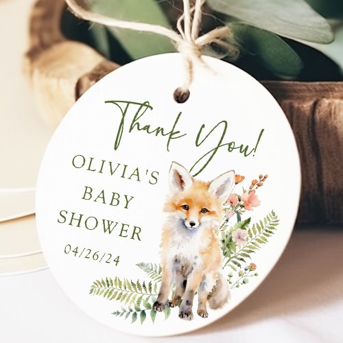 Natures Delight Fox Baby Shower Favor Gift Tag