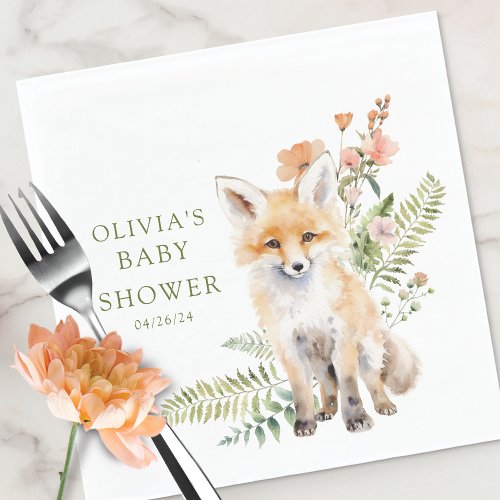 Natures Delight Fox Baby Shower Napkins