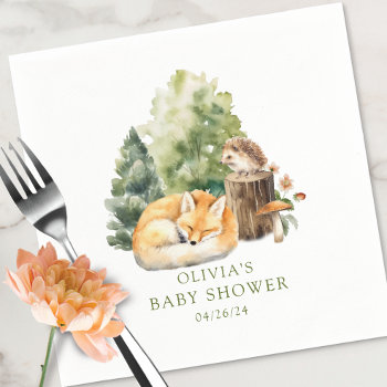 Nature's Delight Fox Baby Shower Napkins by invitationstop at Zazzle